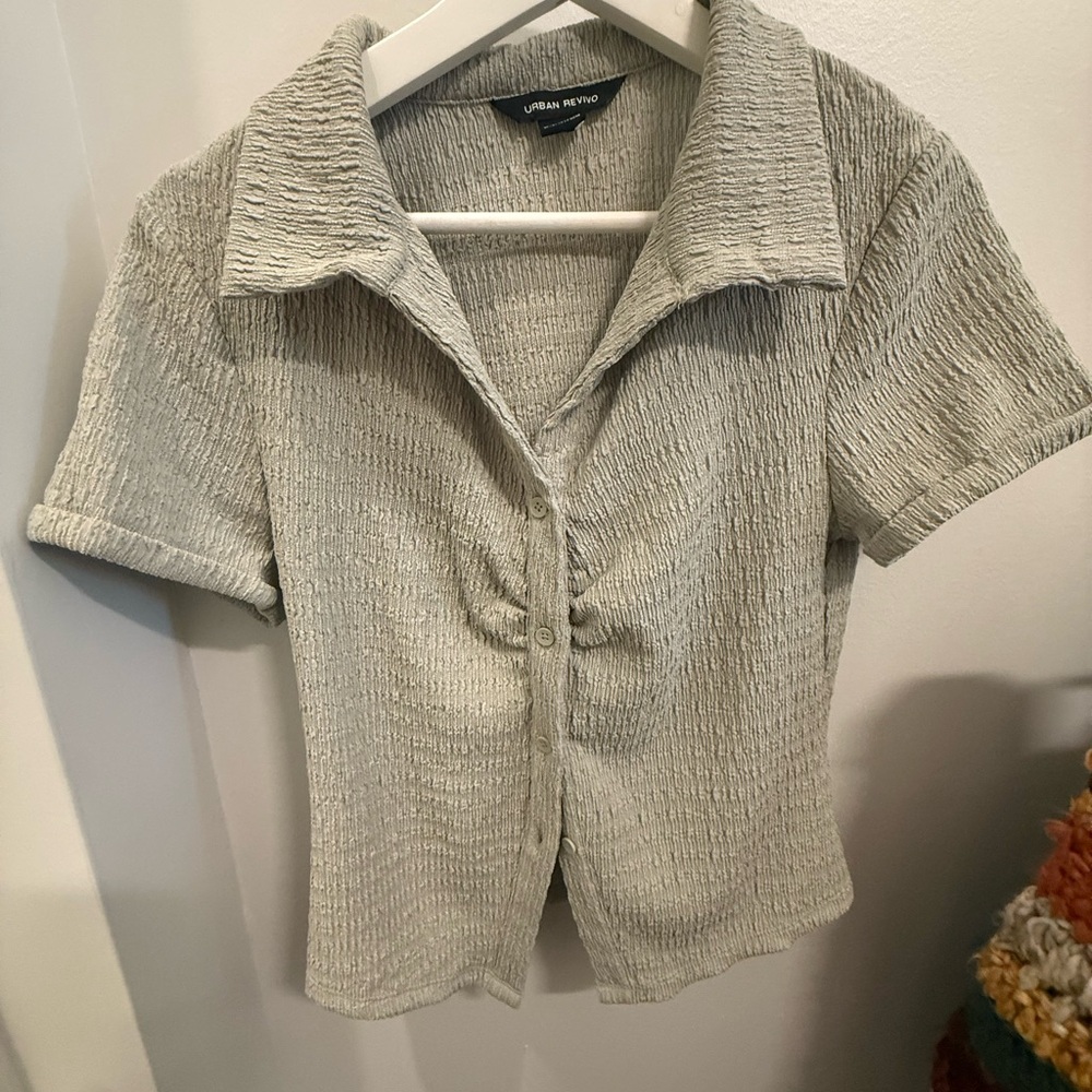 Urban Revivo Textured Gray Women's Blouse